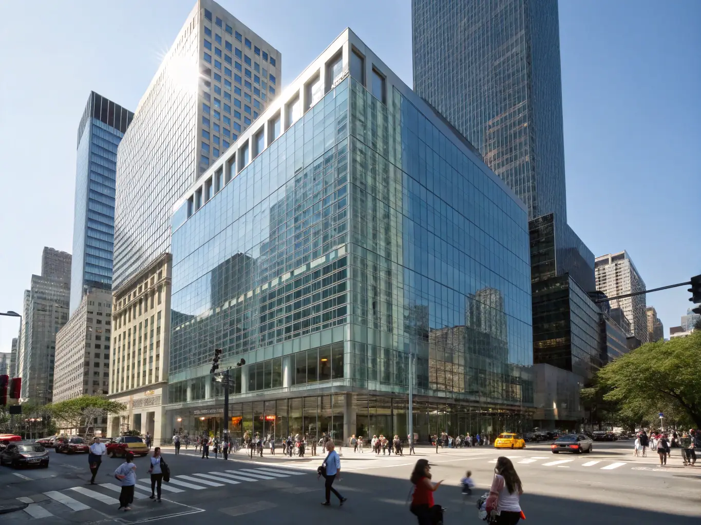 A professional cityscape image during the day, symbolizing commercial property and business operations, suitable for an insurance agency website.