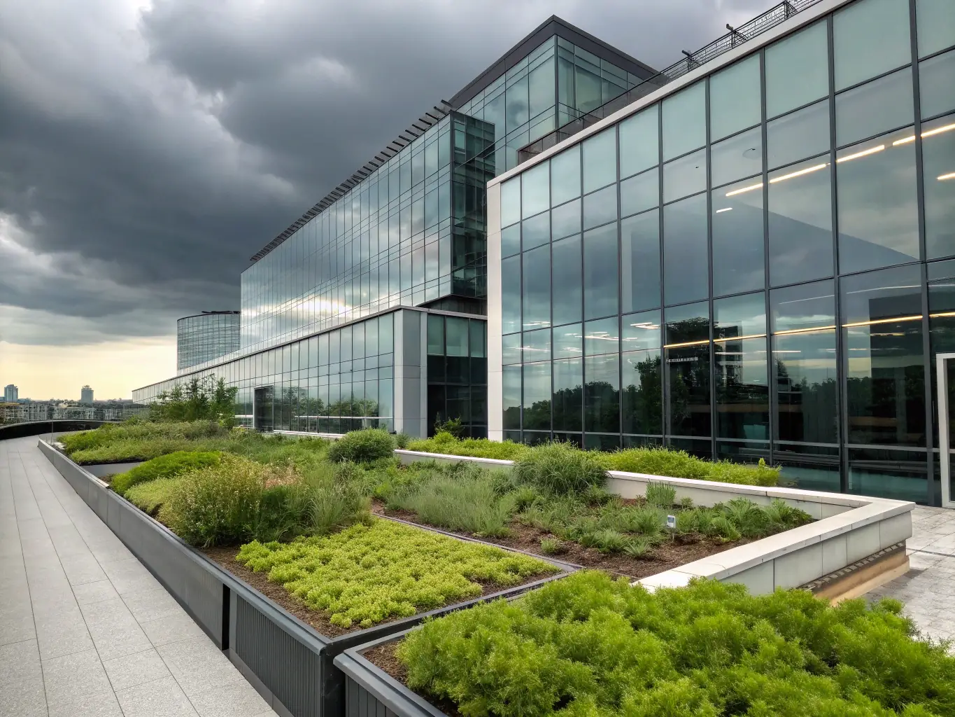 An image of a modern office building with a focus on its structural integrity, representing commercial property insurance.