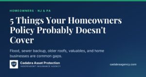 Five common homeowners policy gaps: flood, sewer backup, older roofs, valuables, and home businesses